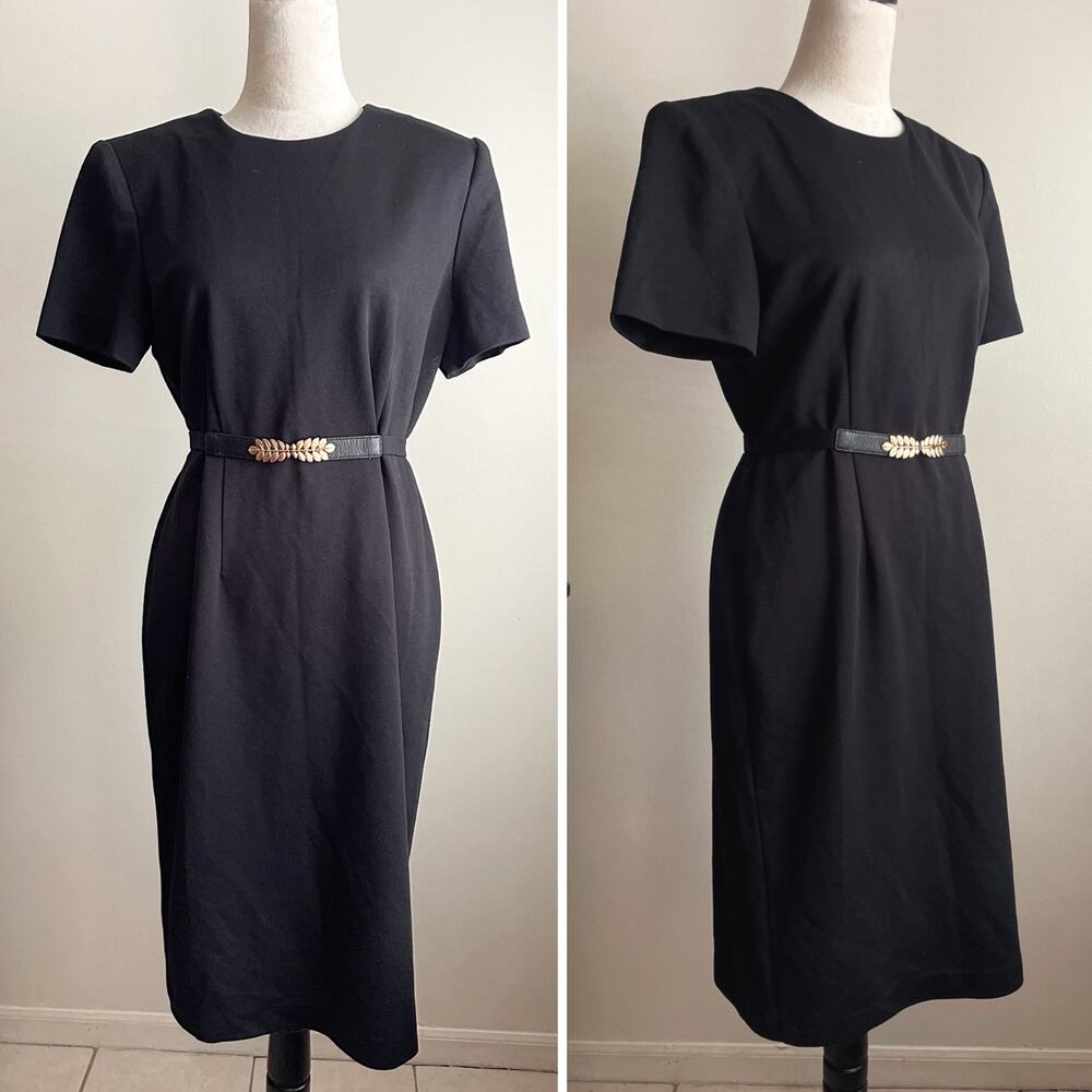 Vintage Leslie Faye LBD Classic Black Sheath  Dress Sz 14? large